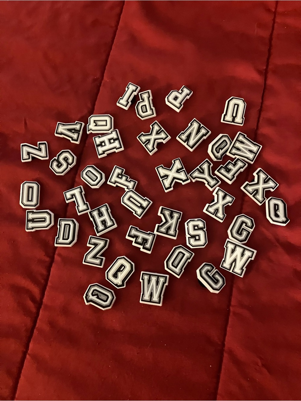Lot of 38 Black & White Varsity Letter Shoe Charms